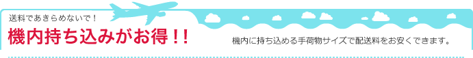 送料であきらめないで!機内持ち込みがお得!!